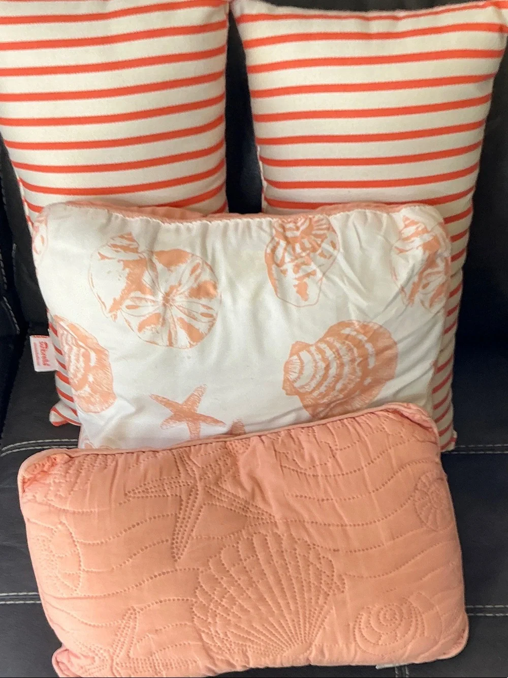 Sonoma Coral Striped and Shell Decorative Pillow Set
